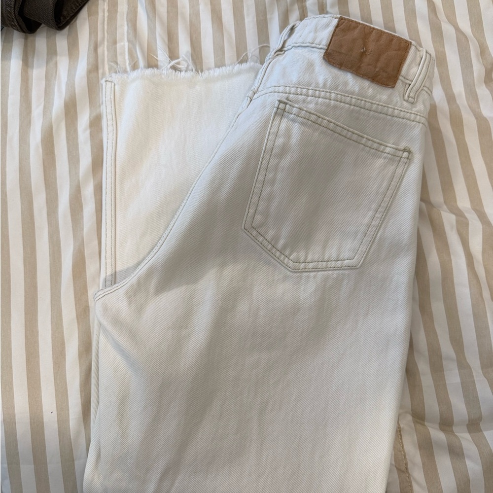 Straight leg cropped high rise jeans
